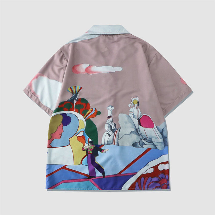 Two Piece Painting Print Shirt + Shorts