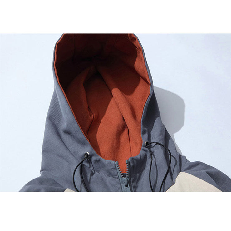 Color Block Drawstring Hooded Jacket
