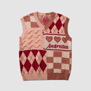 Argyle Plaid Stitching Vest Sweater