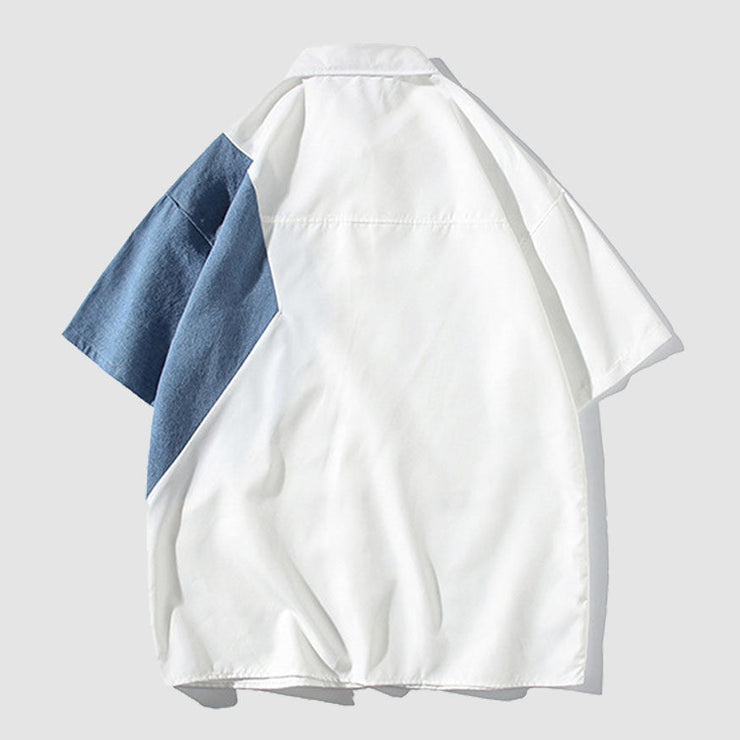 Denim Stitching Summer Shirt