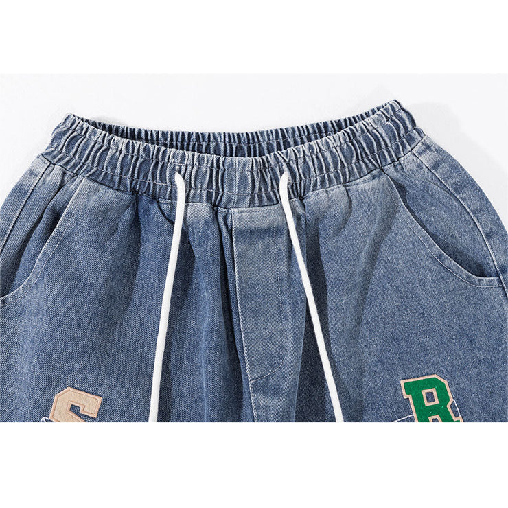 Letters Embroidery Shorts