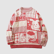 Lovely Rabbit Stitching Sweater