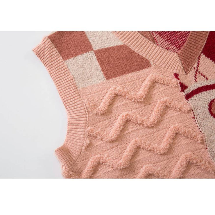 Argyle Plaid Stitching Vest Sweater