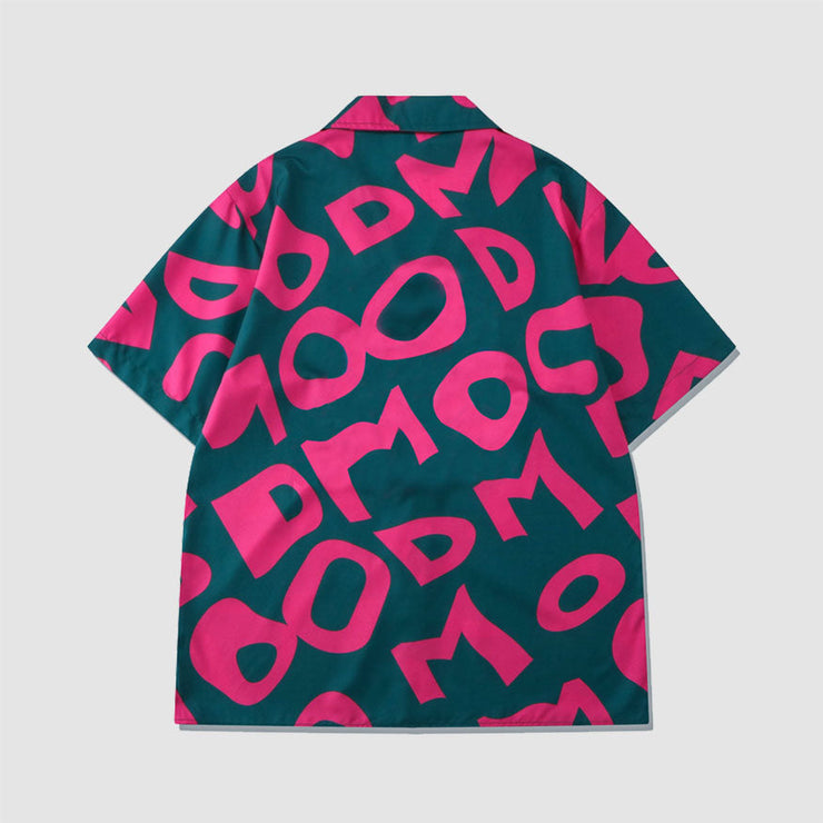 Two Piece Irregular Letters Print Shirt + Shorts