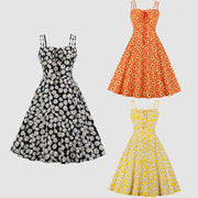 Vintage Daisy Print Cami Strap Dress