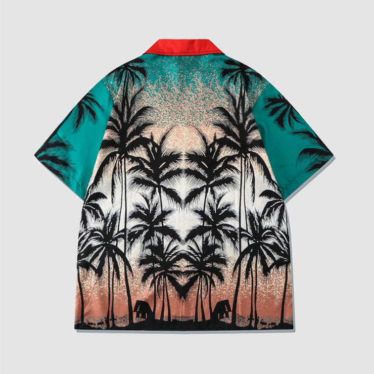 Two Piece Coconut Tree Print Shirt + Shorts