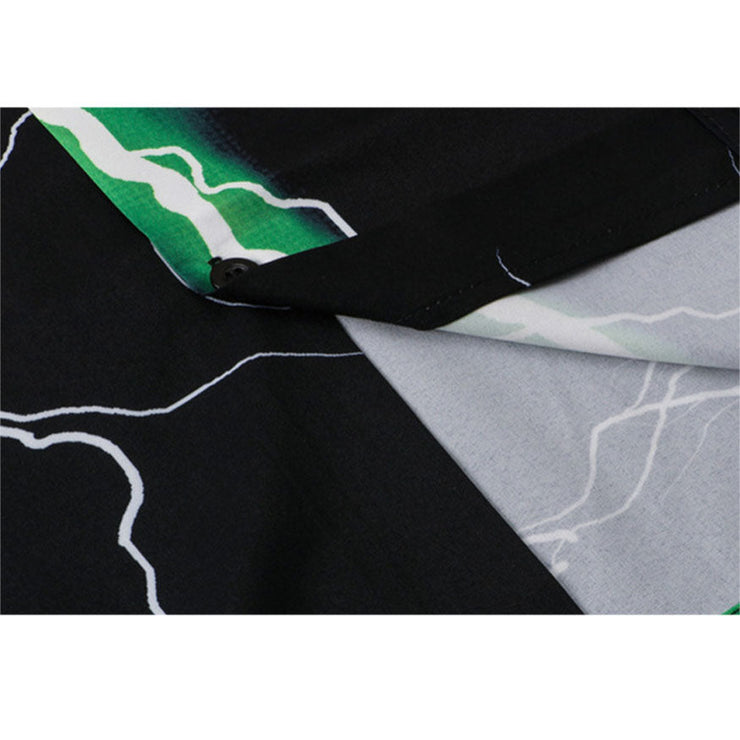 Two Piece Lightning Print Shirt + Shorts