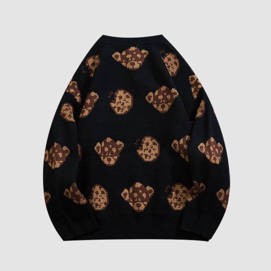 Cute Bear Printed Sweater + Scarf