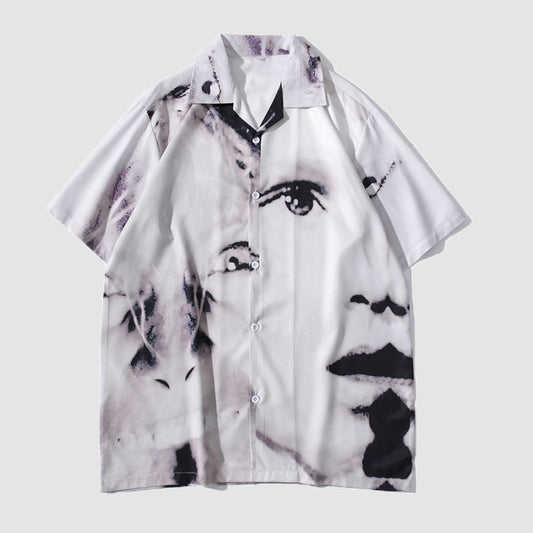 Abstract Face Print Shirt