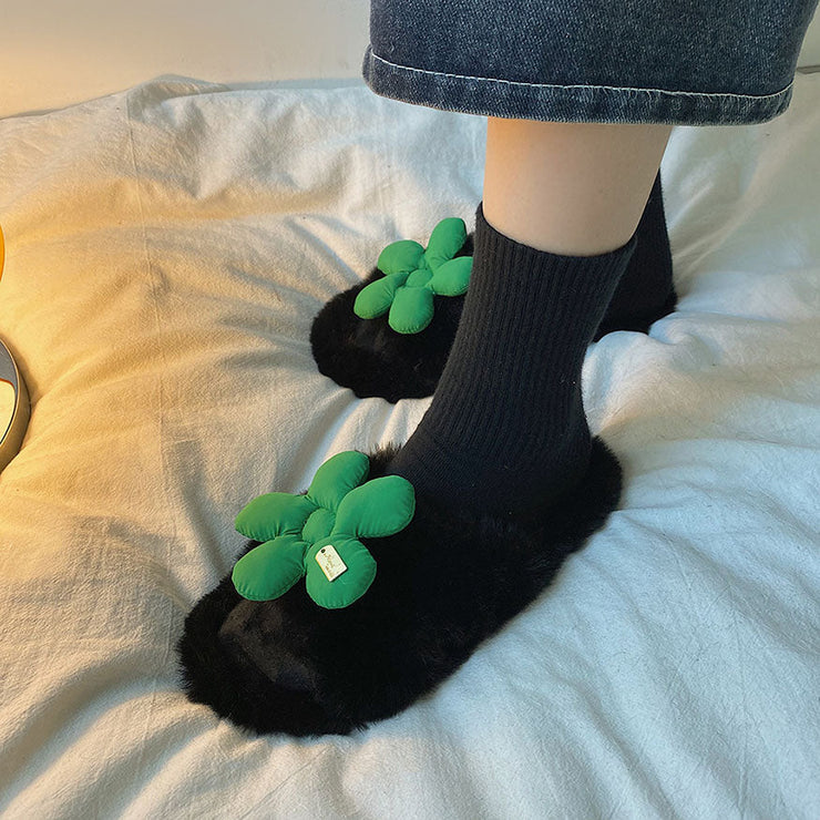 Cute Flower Fluffy Slippers