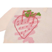 Strawberry Pattern Polo Collar Sweater