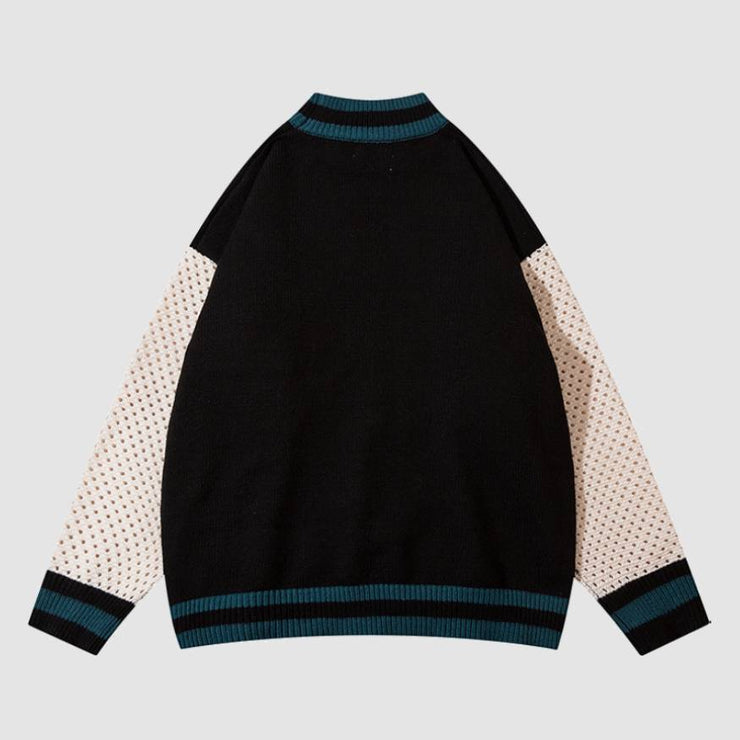 Two-color Stitching Embroidered Sweater