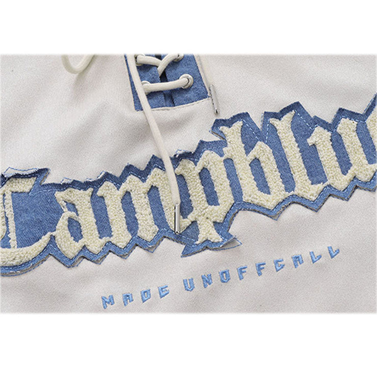 Suede Lace Up Collared Sweatshirts