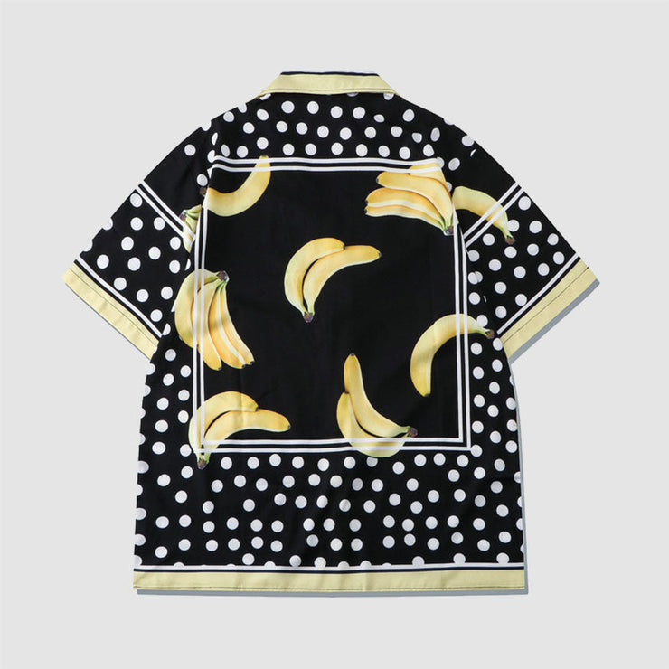 Two Piece Banana Print Shirt + Shorts