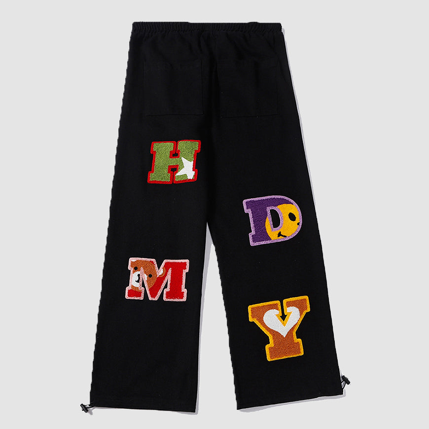 Letter Embroidery Pants