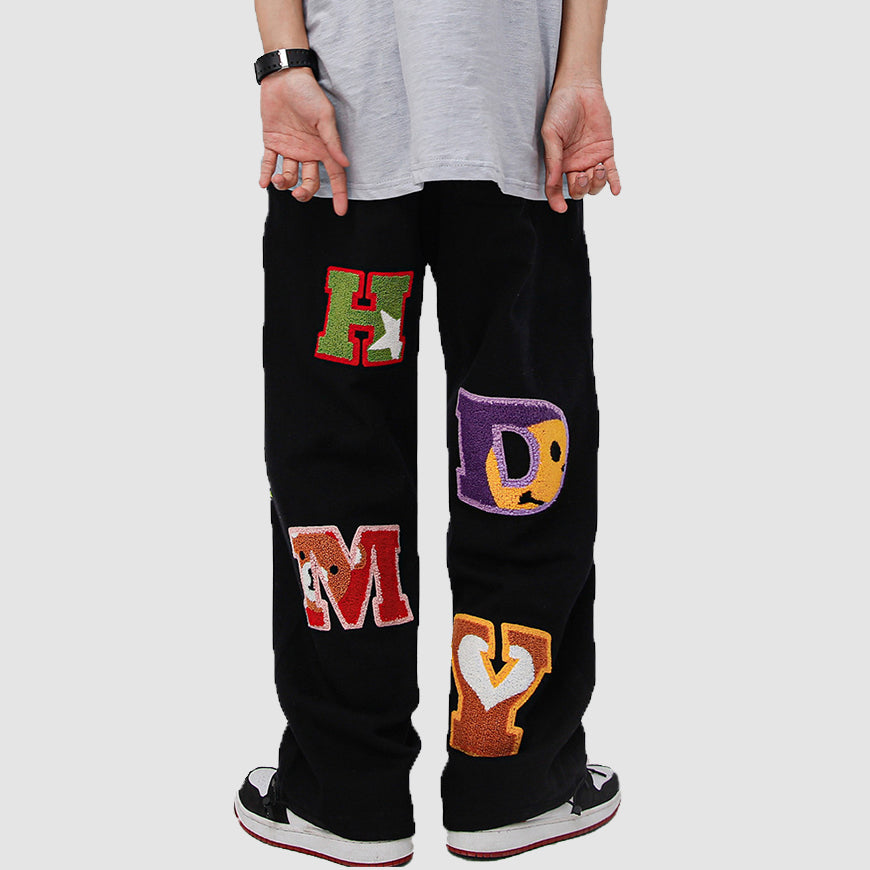 Letter Embroidery Pants