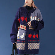 Embroidered Cartoon Buttons Closure Cardigan Sweater