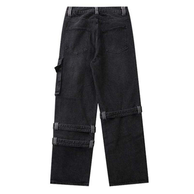 Dark Strappy Casual Jeans