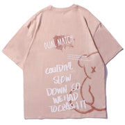 Printed Shaded Pooh Rounded Collar Soft Cotton T-Shirt