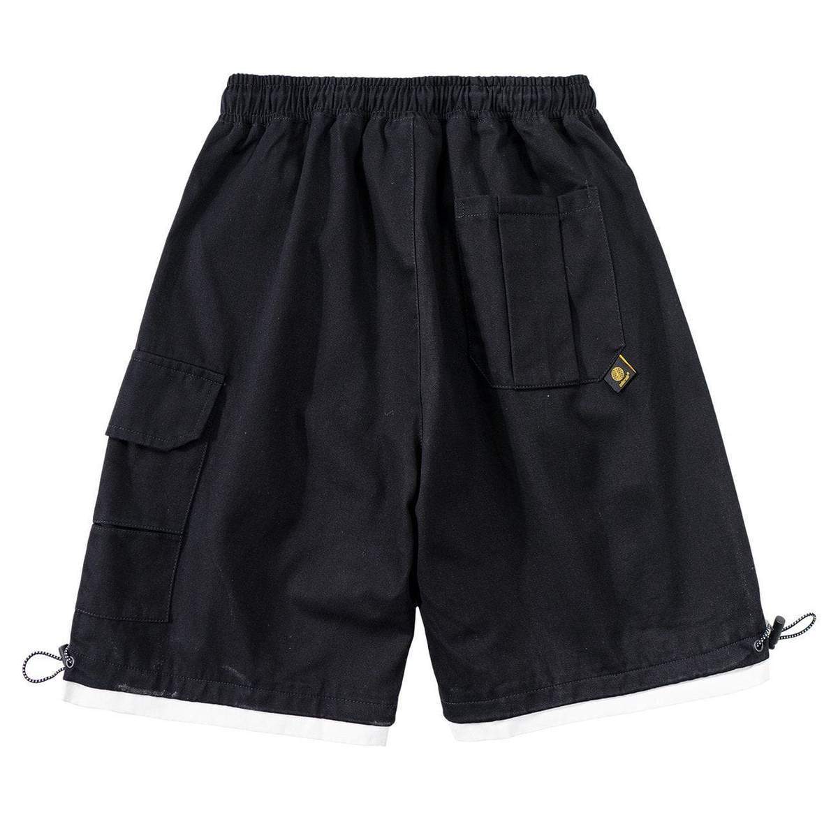 Letter Prints Fake Two Pieces Cargo Shorts