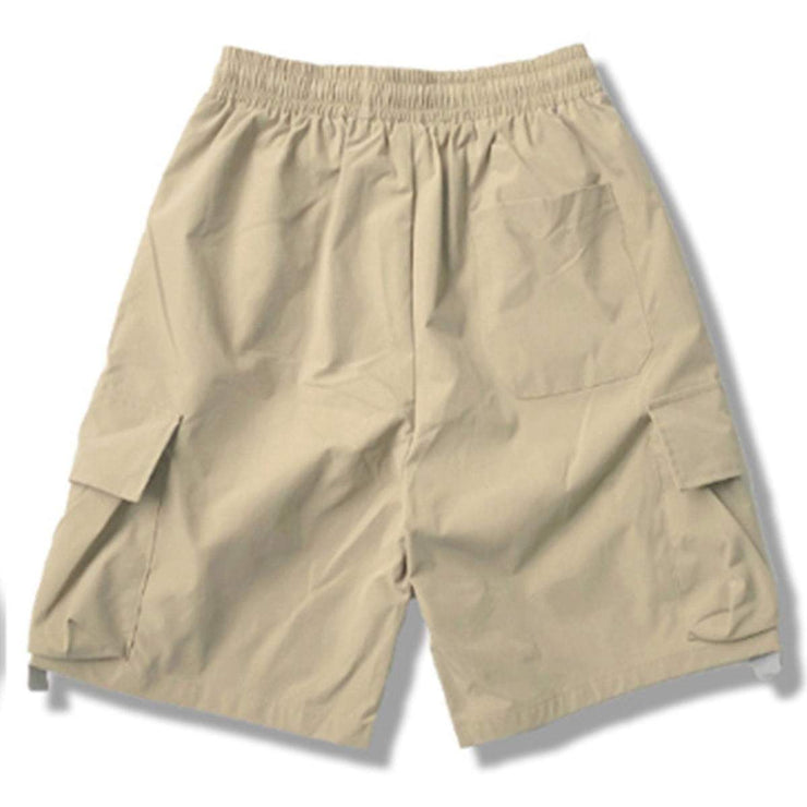 Retro Solid Color Straight Cargo Shorts
