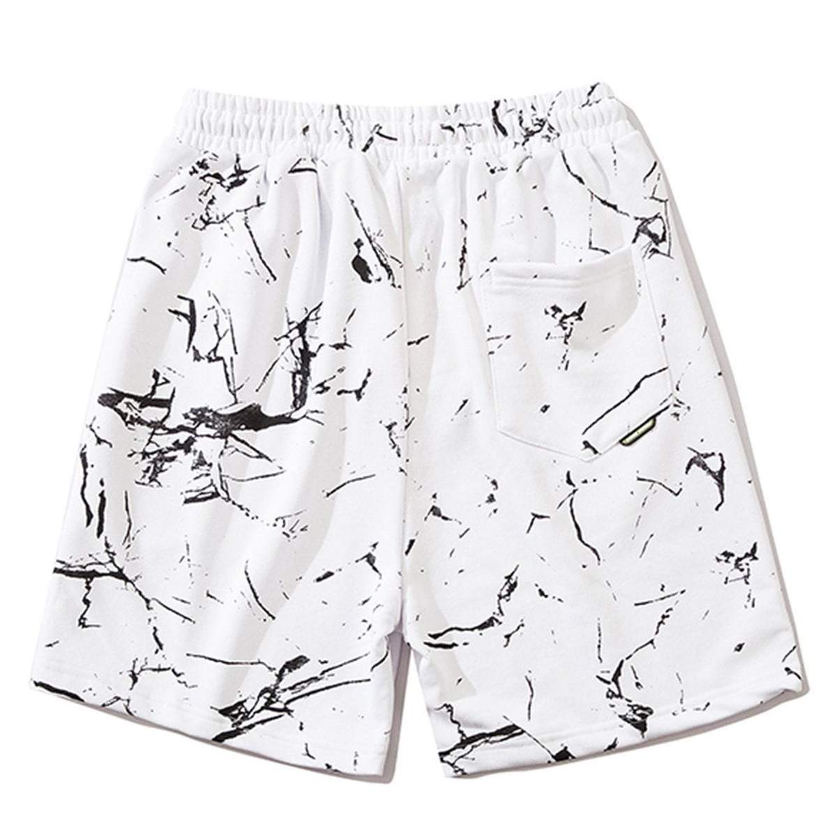 Ink Letter Printed Saturn Sports Soft Cotton Shorts