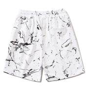 Ink Letter Printed Saturn Sports Soft Cotton Shorts