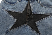 Star Patchwork Denim Shorts