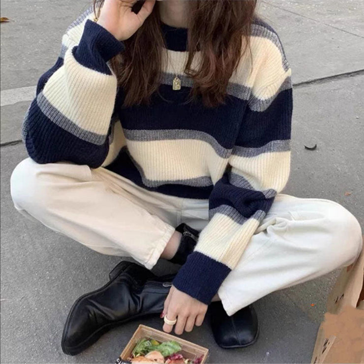 Vintage Striped Contrast Sweater