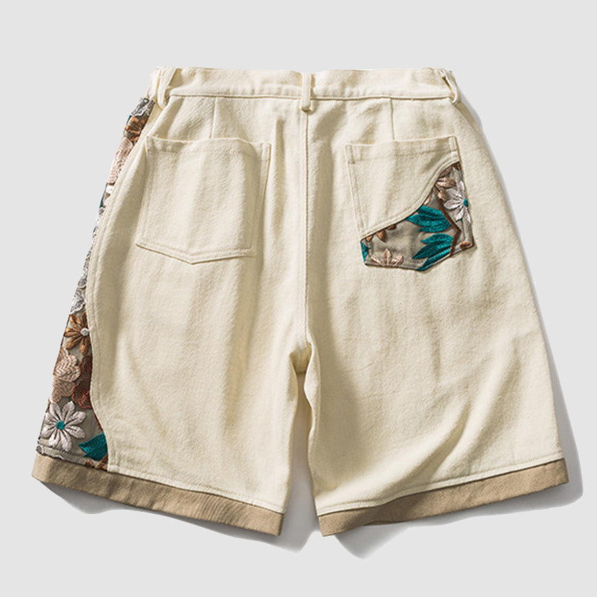 Embroidered Panel Shorts