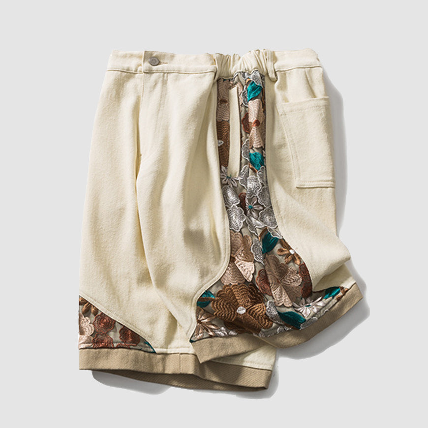 Embroidered Panel Shorts