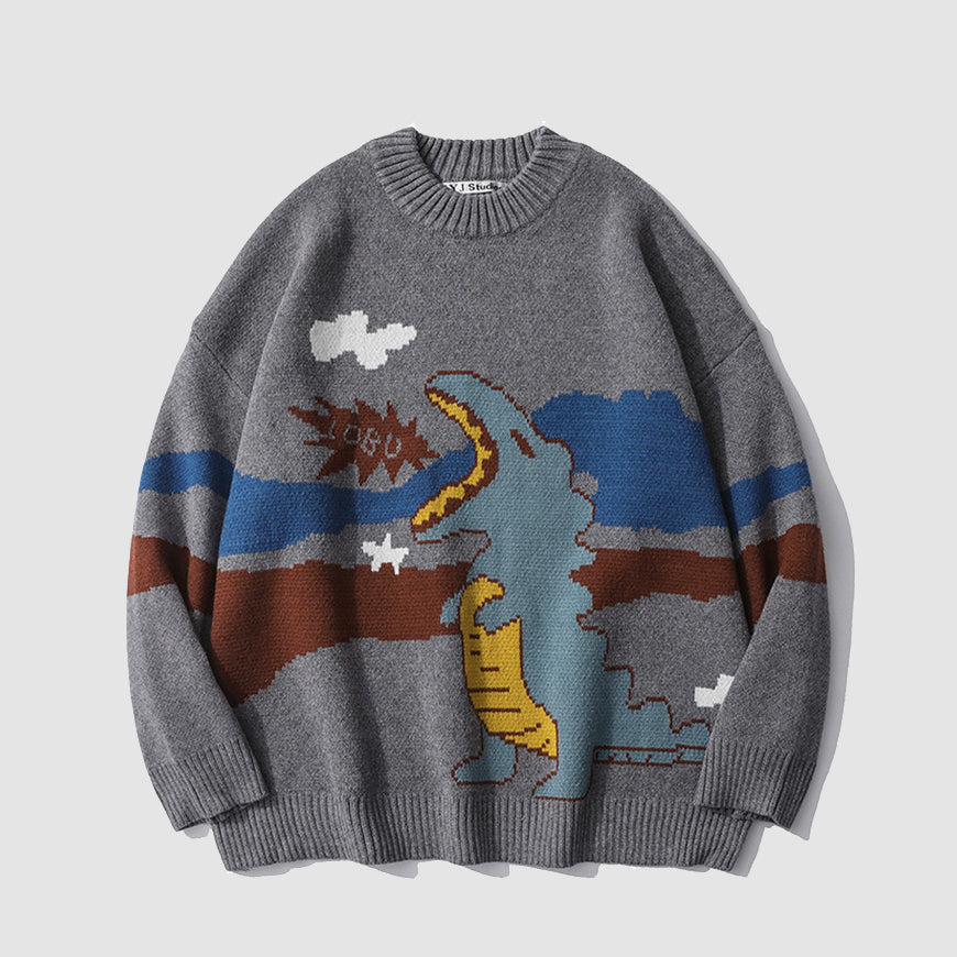 Dinosaur Knitted Print Sweater