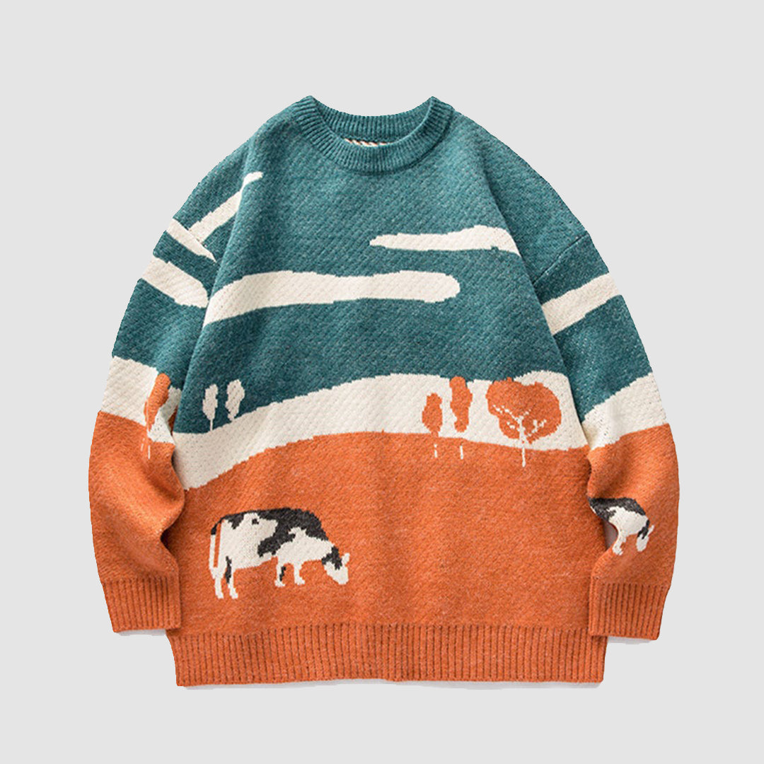 Cow Knitted Sweater