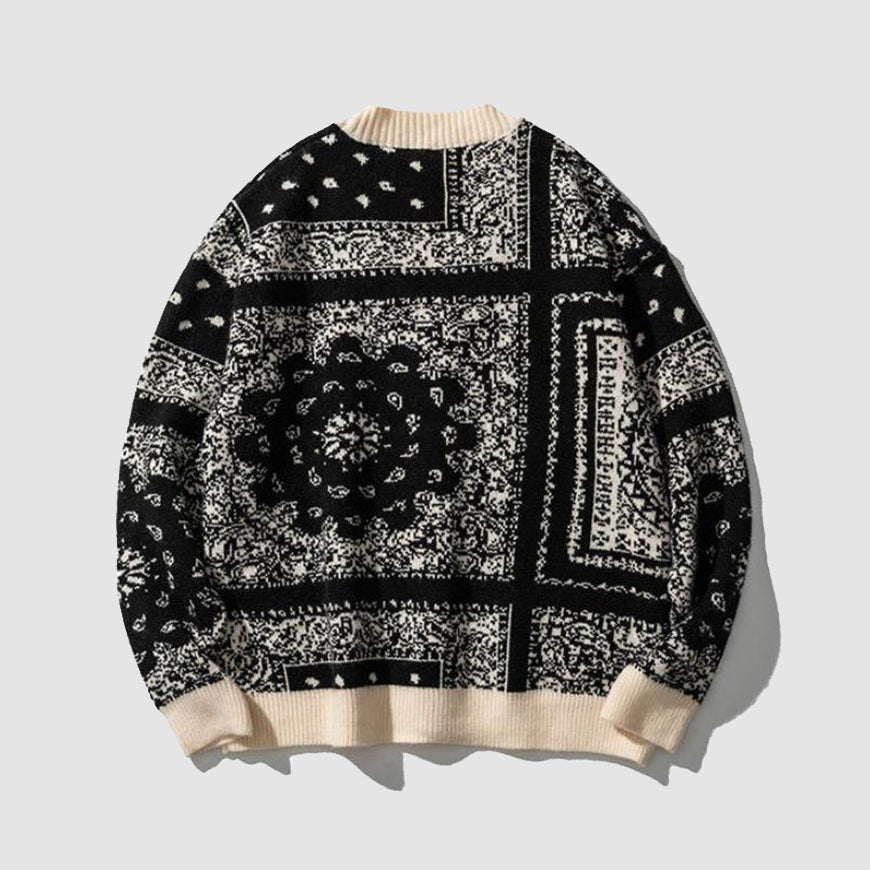Vintage Cashew Flower Pattern Sweater