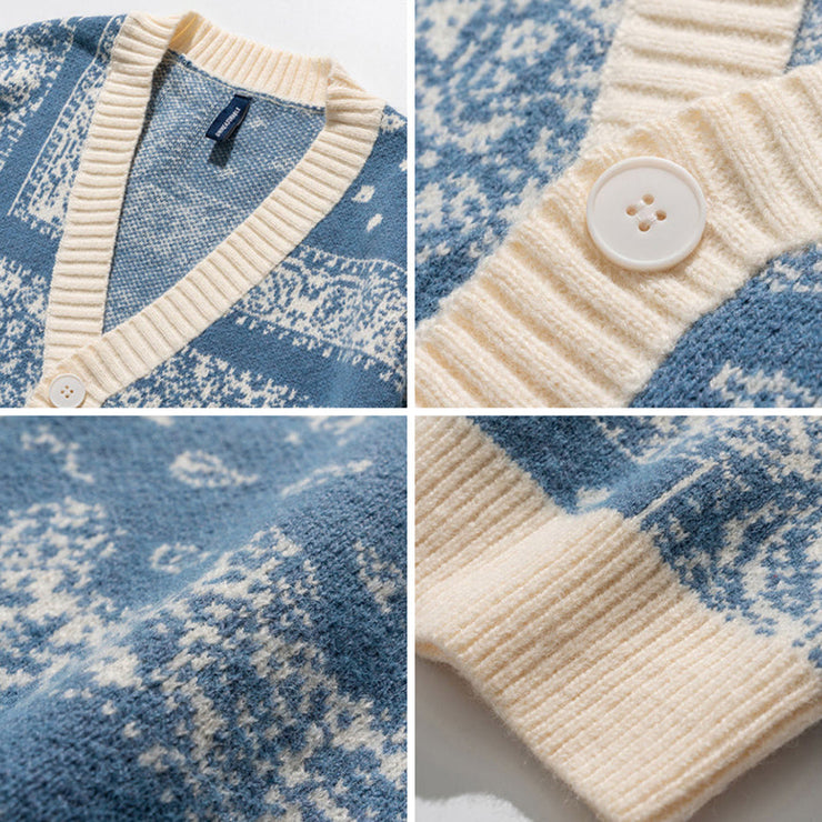 Vintage Cashew Flower Pattern Knit Sweater