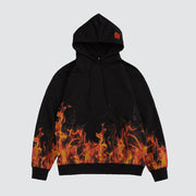 Casual Flame Print Hooded Sweatershirt
