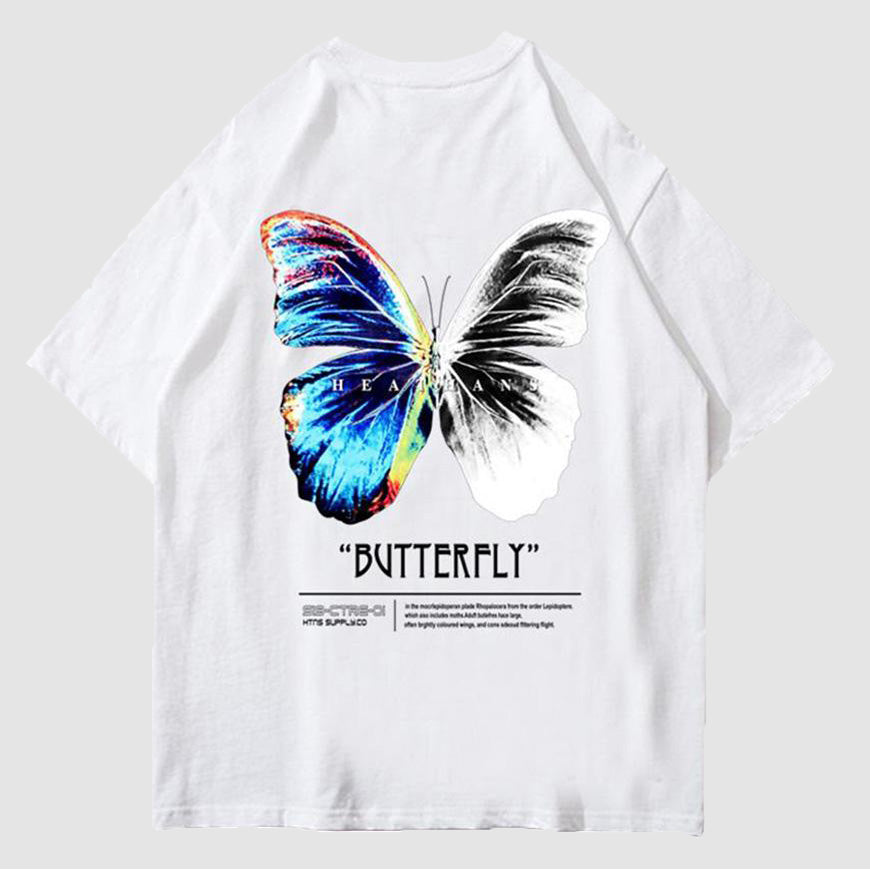 OLUOLIN-Butterfly Printed T-shirt
