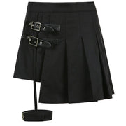 Buckle PU Belt Skirt