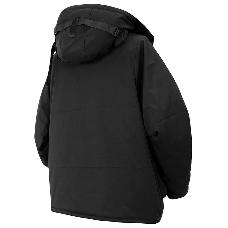 Buckle Transparent Bag Hooded Winter Coat