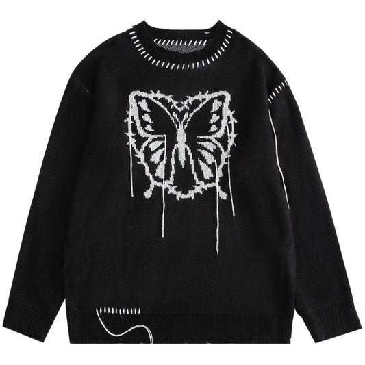 Butterfly Pattern Knitted Sweater