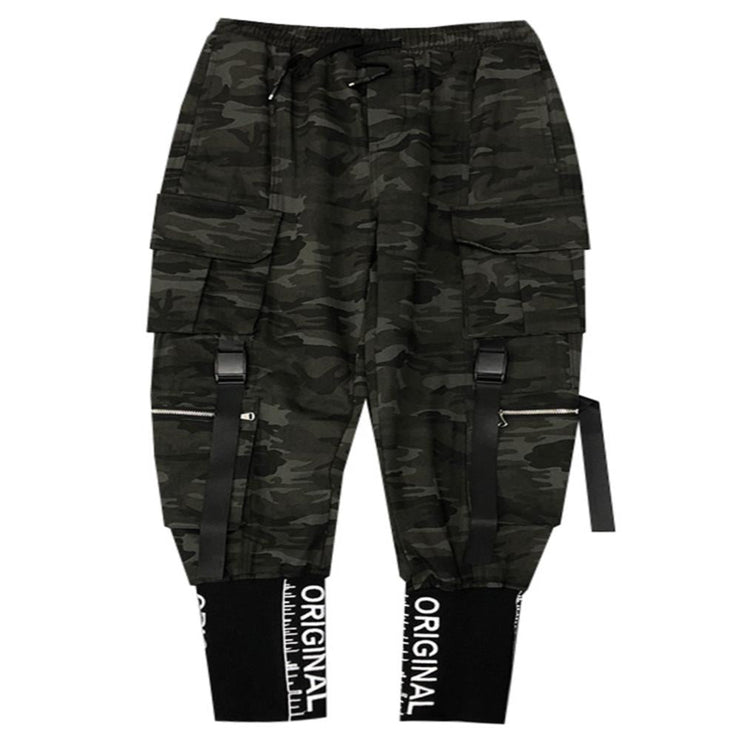 Camouflage Slim Fit Strapped Overalls Cargo Pants