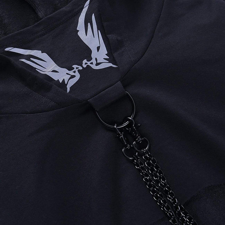 Dark Sexy Cool Butterfly Print Chain Hoodie