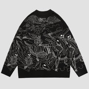 Dark Skeleton Riding Horse Knitted Sweater