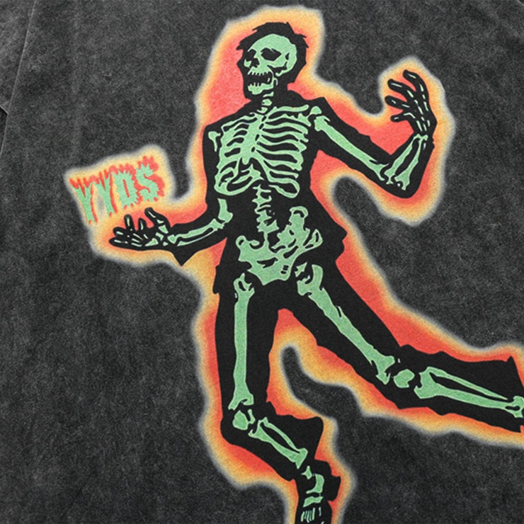 Electric Shock Skeleton Graphic T-Shirt