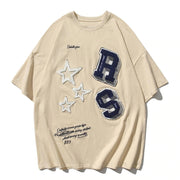 Flocked Letters Stars T-Shirt