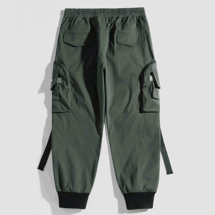 Function Buttons Ribbons Zipper Pockets Cargo Pants