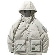 Labeling Hooded Winter Down Coat