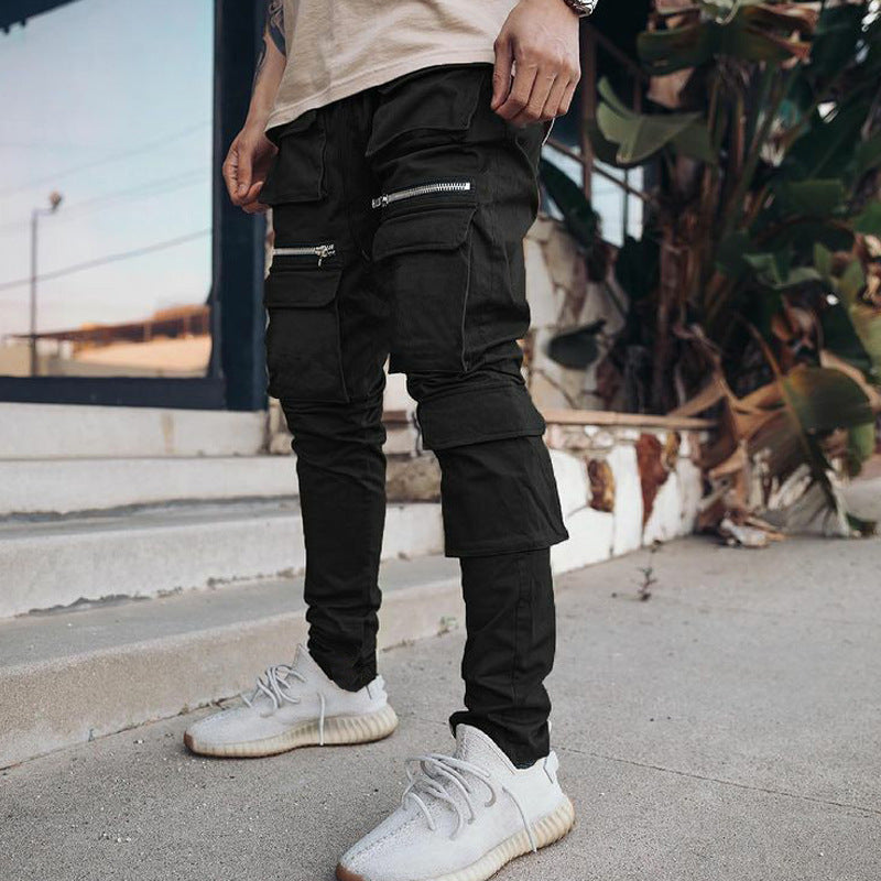 Multi-pocket Zipper Slim Fit Cargo Casual Pants
