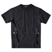Stitching T-shirt Men's Fashion Strapped Techwear Style T-Shirt