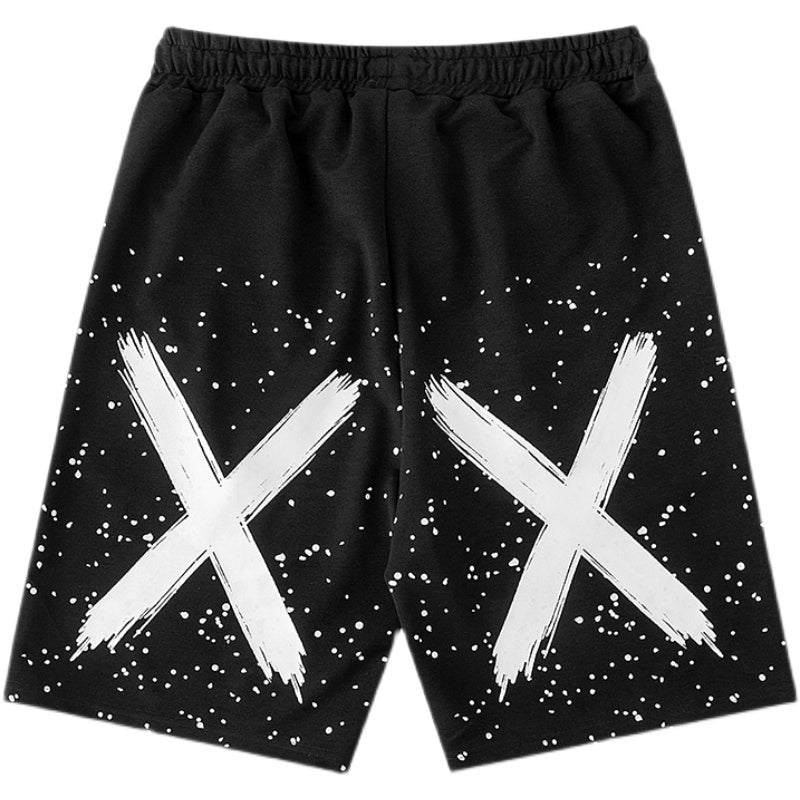 Techwear reflective stars men shorts